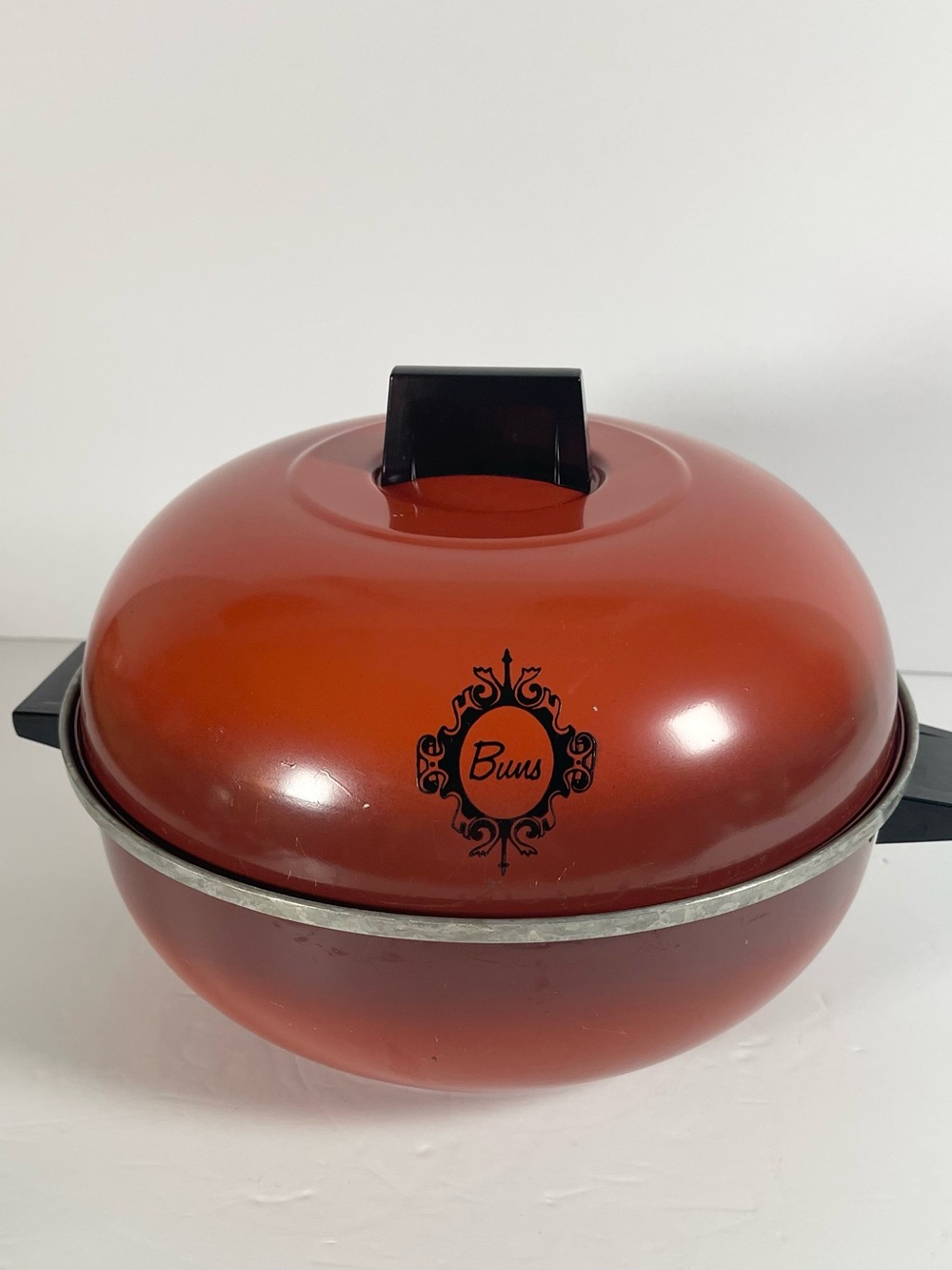 Vintage West Bend Red Aluminum Bun Warmer Serving Oven Bread Warmer No Basket